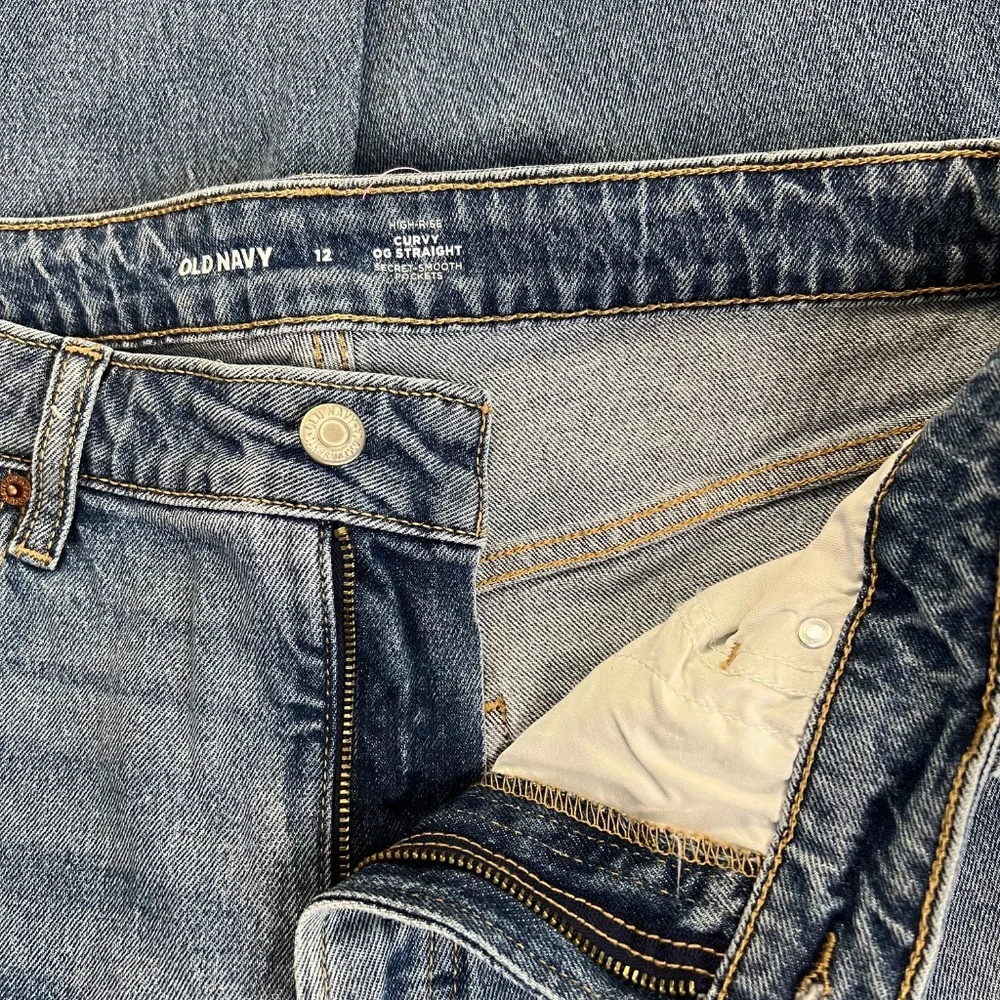💙 EUC OLD NAVY Lilo High-Rise Curvy OG Straight Blue Jeans | Sz 12